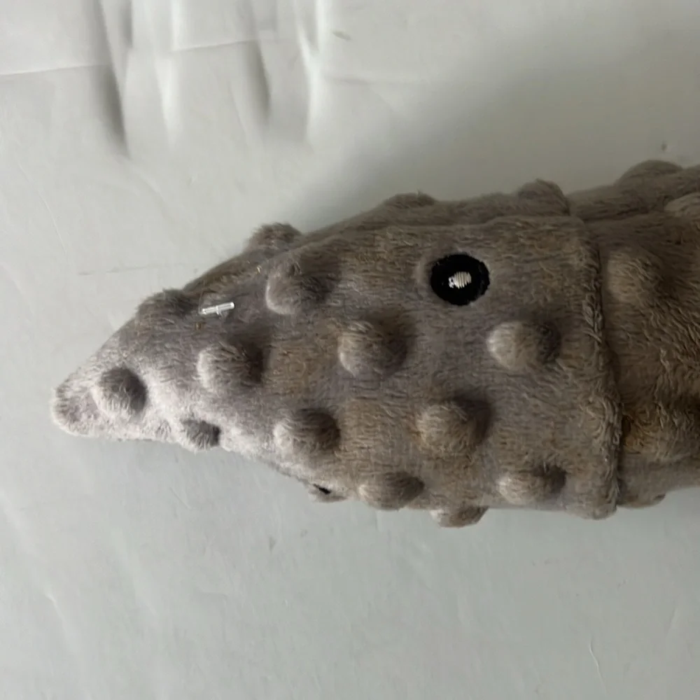 Gray Fabric Shark Dog Toy Squeaks and Crinkles